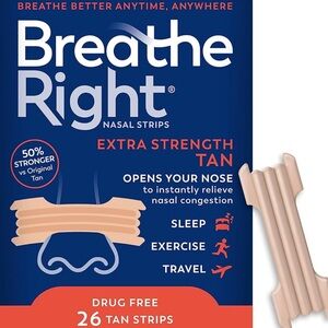 🦄 4/$20 Breathe Right Nasal Strips Extra Strength Tan 26 Pieces New In Box